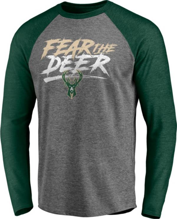 NBA Men's Milwaukee Bucks Grey Long Sleeve T-Shirt