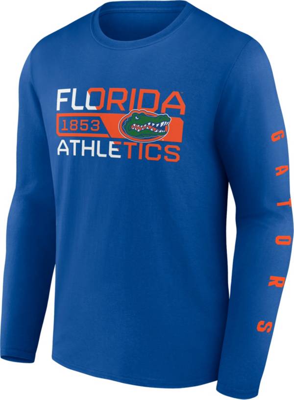 NCAA Men's Florida Gators Blue Iconic Broad Jump Long Sleeve T-Shirt