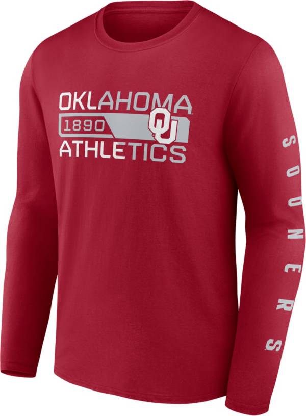 NCAA Men's Oklahoma Sooners Crimson Iconic Broad Jump Long Sleeve T-Shirt