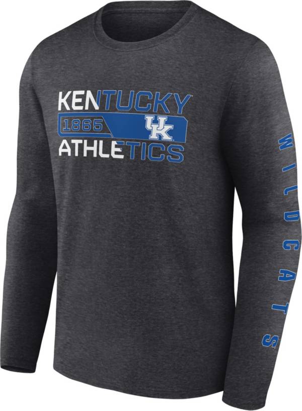 NCAA Men's Kentucky Wildcats Grey Iconic Broad Jump Long Sleeve T-Shirt