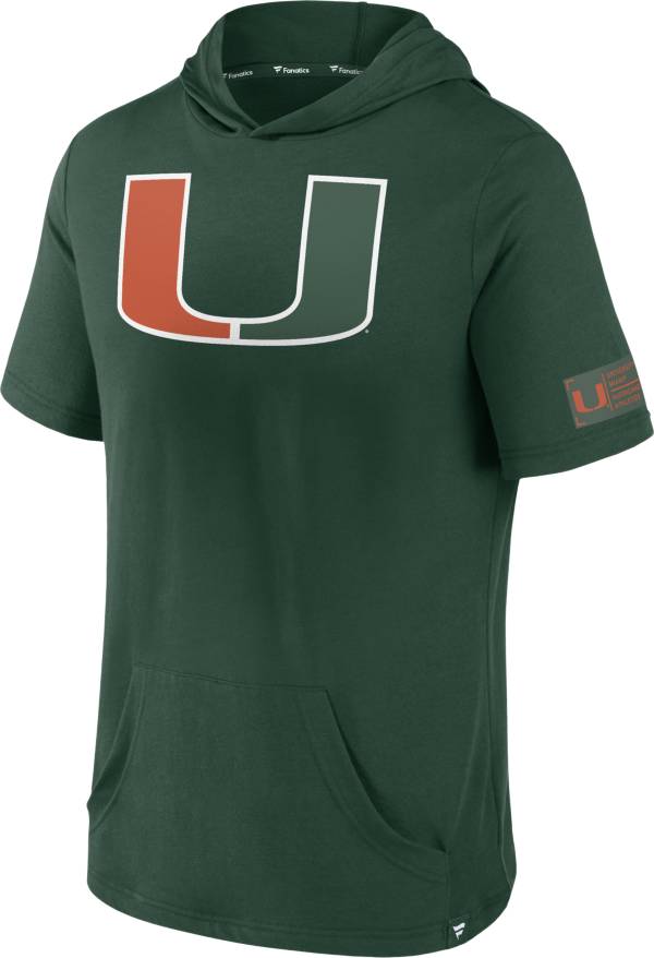 NCAA Men's Miami Hurricanes Green Lightweight Hooded Pullover T-Shirt