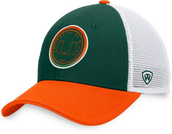 Top of the World Men's Miami Hurricanes Green/White Iconic Adjustable Trucker Hat