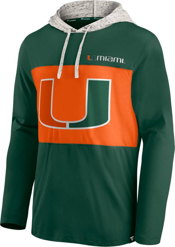 NCAA Men's Miami Hurricanes Green Long Sleeve Hooded T-Shirt