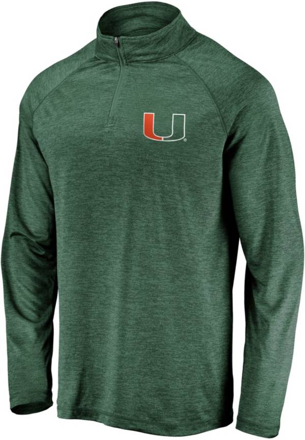 NCAA Men's Miami Hurricanes Green Quarter-Zip Pullover Shirt