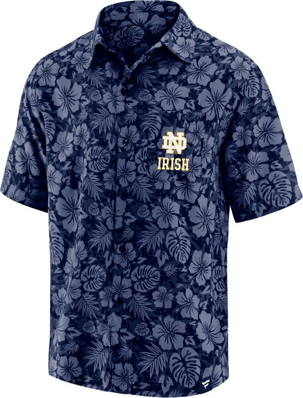 NCAA Men's Notre Dame Fighting Irish Floral Camp Short Sleeve Button-Down Shirt