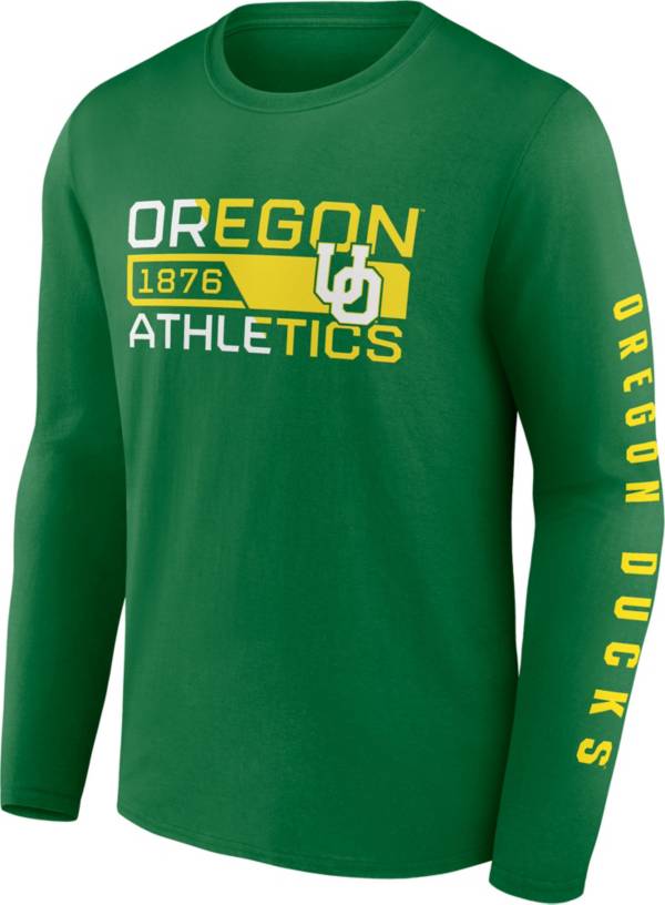 NCAA Men's Oregon Ducks Green Iconic Broad Jump Long Sleeve T-Shirt