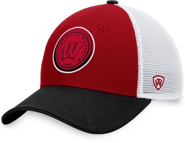 Top of the World Men's Wisconsin Badgers Red/White Iconic Adjustable Trucker Hat