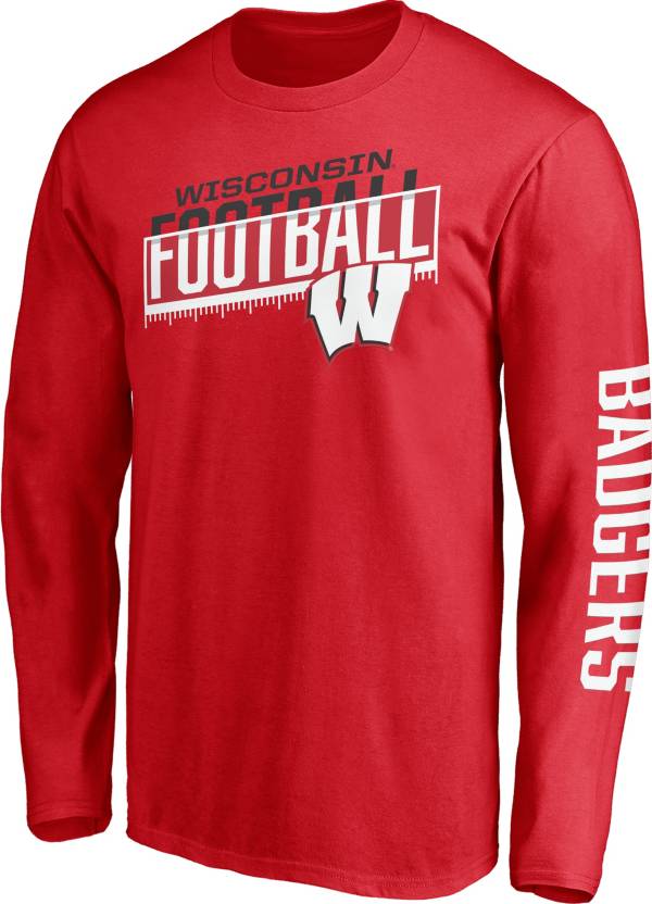 NCAA Men's Wisconsin Badgers Red Long Sleeve Football T-Shirt