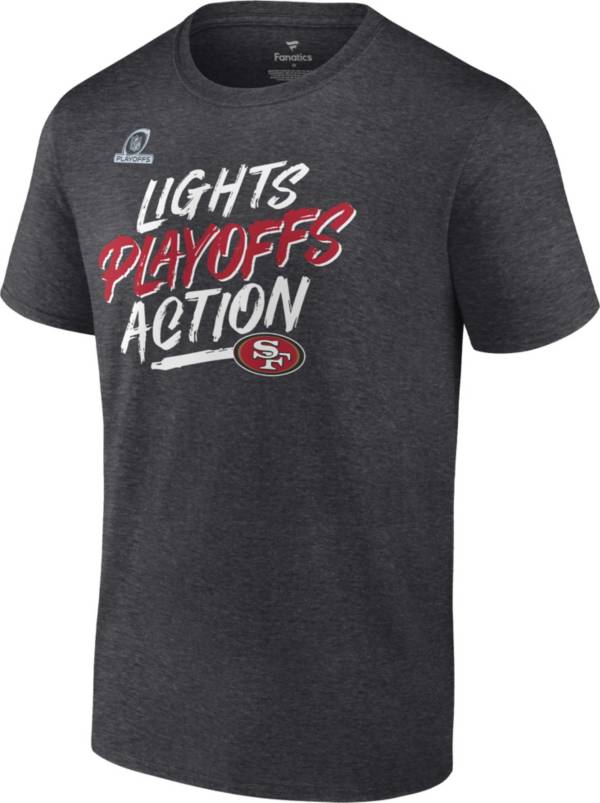 NFL Men's San Francisco 49ers 2021 Lights Playoffs Action Charcoal Heather T-Shirt