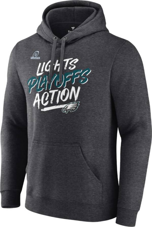 NFL Men's Philadelphia Eagles 2021 Lights Playoffs Action Charcoal Heather Hoodie