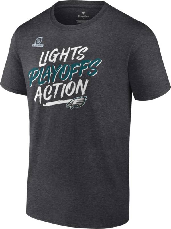 NFL Men's Philadelphia Eagles 2021 Lights Playoffs Action Charcoal Heather T-Shirt