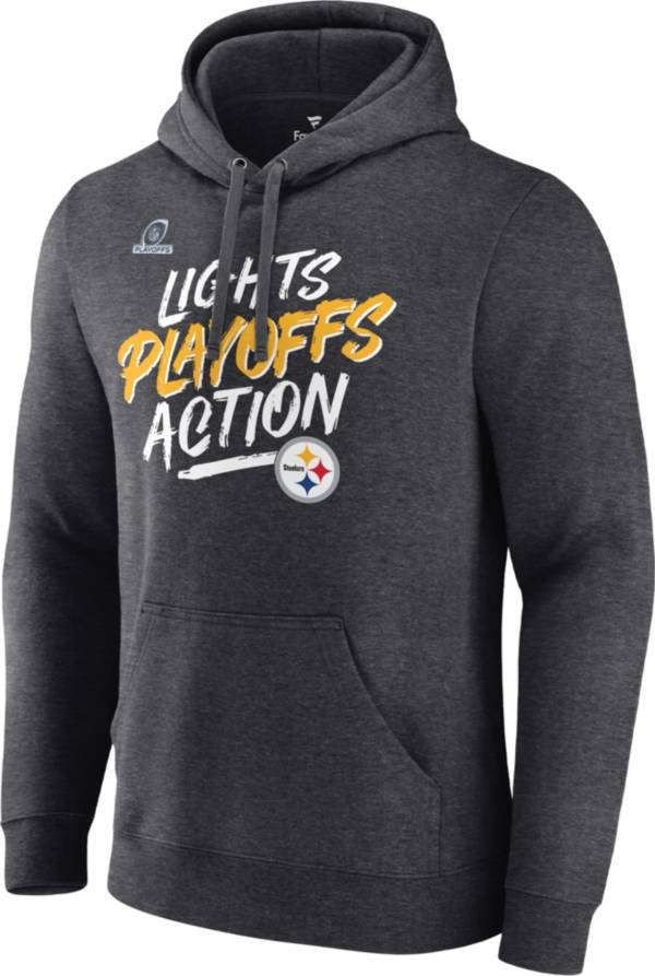 NFL Men's Pittsburgh Steelers 2021 Lights Playoffs Action Charcoal Heather Hoodie