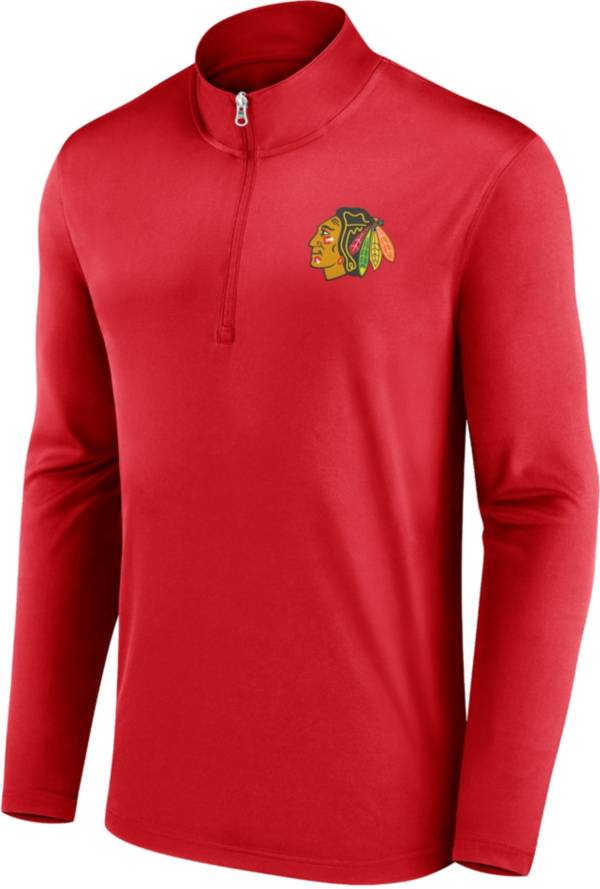 NHL Chicago Blackhawks Team Poly Red Quarter-Zip Pullover Shirt