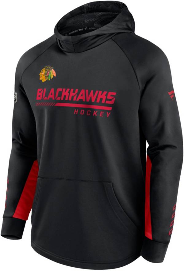NHL Chicago Blackhawks Authentic Pro Locker Room Black Pullover Hoodie
