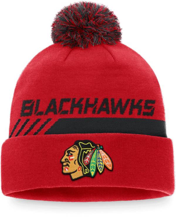 NHL Chicago Blackhawks Authentic Pro Locker Room Pom Knit Beanie