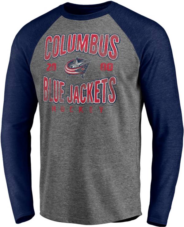 NHL Columbus Blue Jackets Vintage Raglan Grey T-Shirt