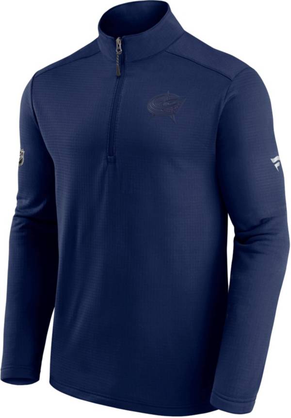 NHL Columbus Blue Jackets Authentic Pro Travel and Training Navy Quarter-Zip Pullover Shirt product image