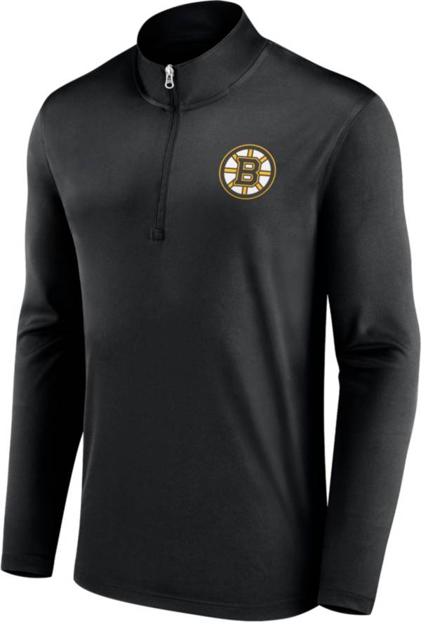 NHL Boston Bruins Team Poly Black Quarter-Zip Pullover Shirt