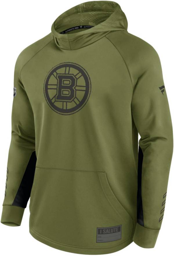 NHL Boston Bruins Authentic Pro Military Green Pullover Hoodie