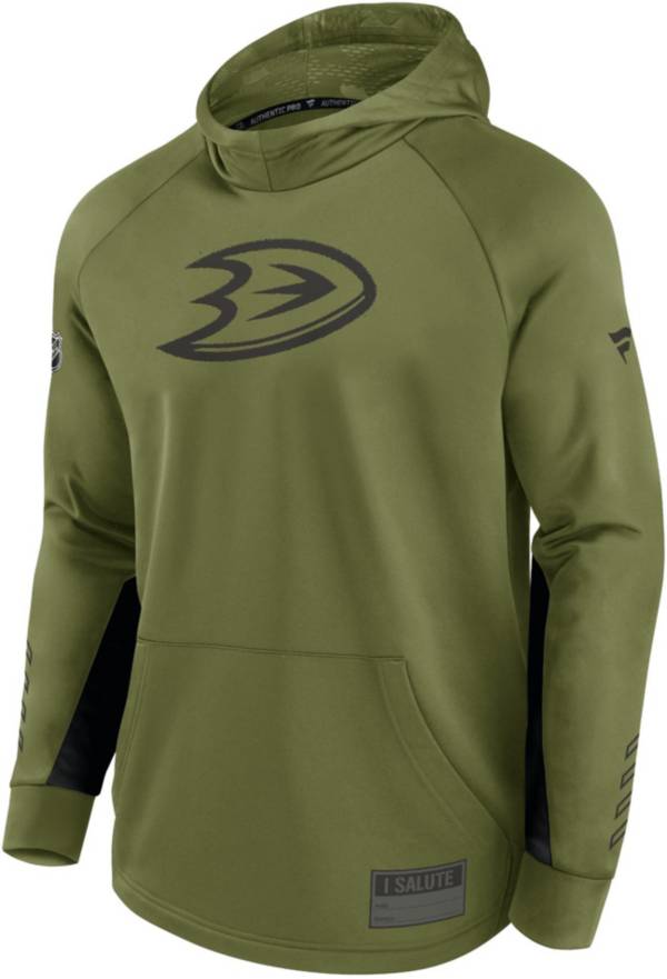 NHL Anaheim Ducks Authentic Pro Military Green Pullover Hoodie