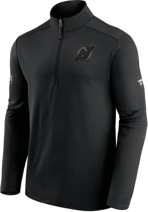 NHL New Jersey Devils Authentic Pro Travel and Training Black Quarter-Zip Pullover Shirt