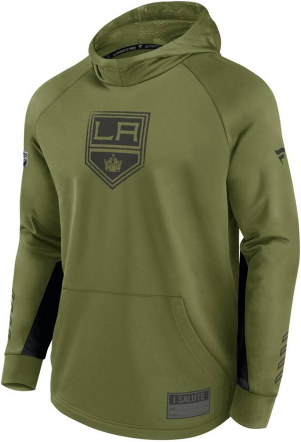 NHL Los Angeles Kings Authentic Pro Military Green Pullover Hoodie