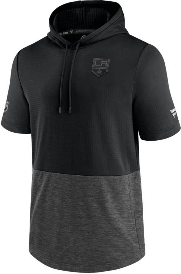 NHL Los Angeles Kings Authentic Pro Locker Room Black Short-Sleeve Pullover Hoodie