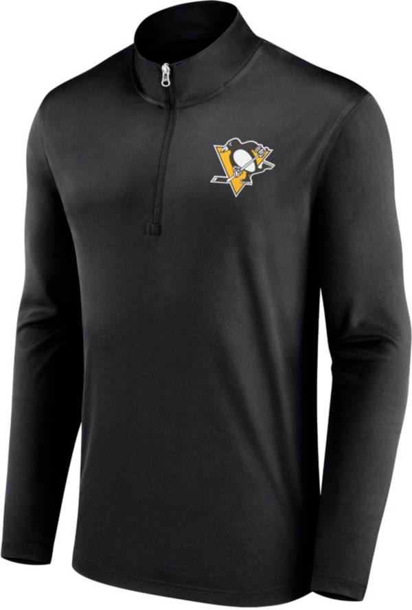 NHL Pittsburgh Penguins Team Poly Black Quarter-Zip Pullover Shirt