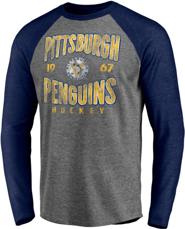 NHL Pittsburgh Penguins Vintage Raglan Grey T-Shirt