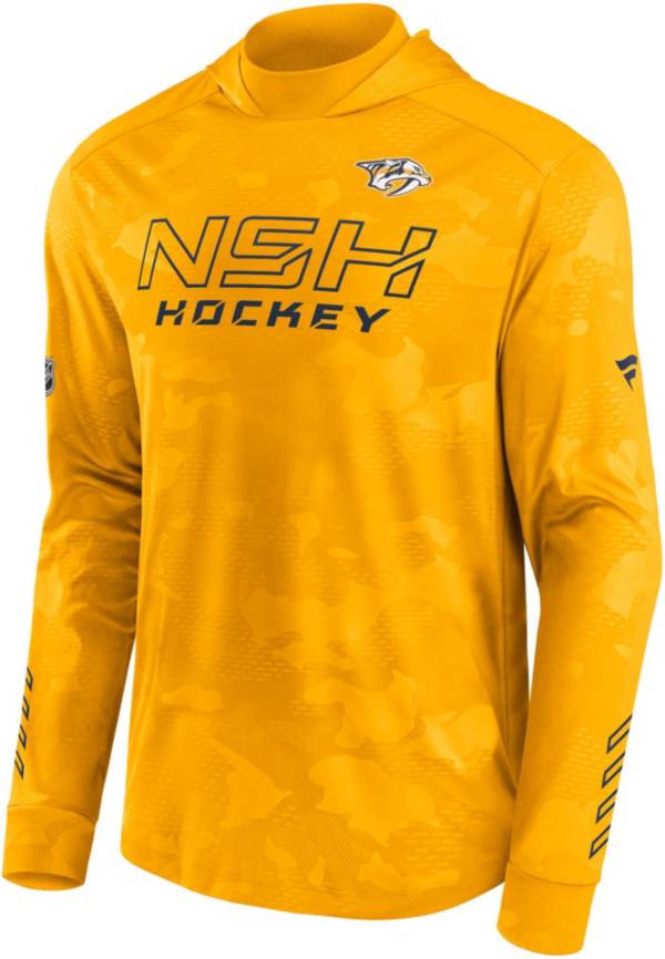 NHL Nashville Predators Authentic Pro Yellow Pullover Hoodie