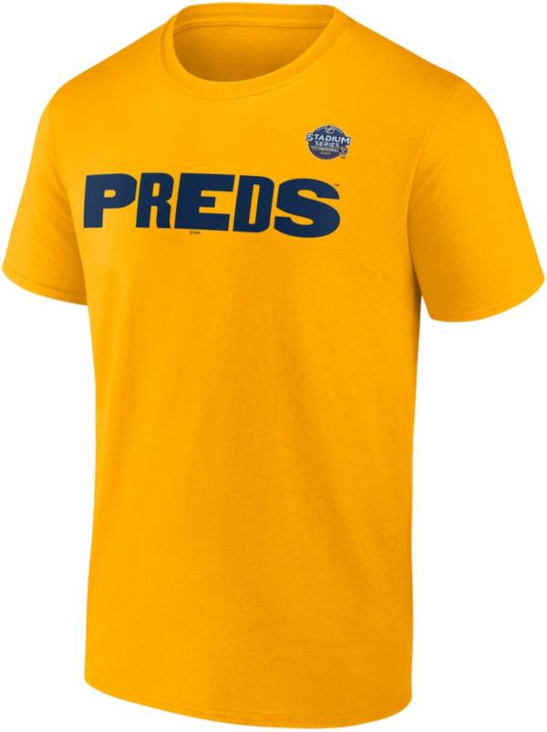 NHL '21-'22 Stadium Series Nashville Predators Authentic Pro Locker Room Gold T-Shirt