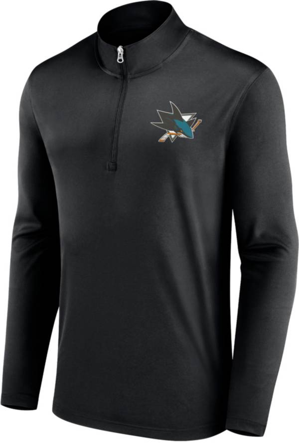 NHL San Jose Sharks Team Poly Black Quarter-Zip Pullover Shirt