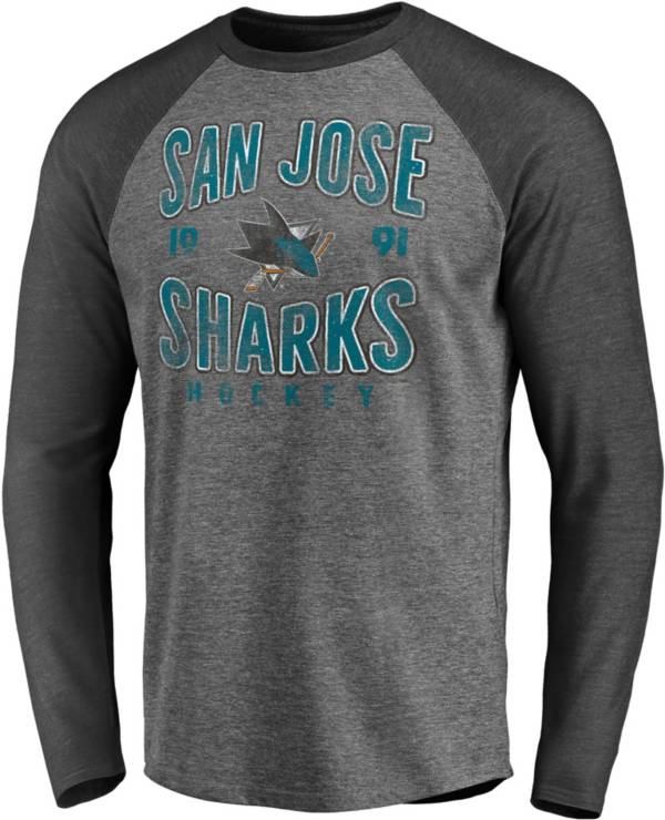 NHL San Jose Sharks Vintage Raglan Grey T-Shirt