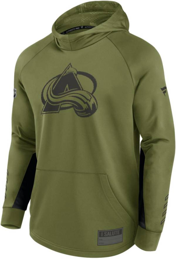 NHL Colorado Avalanche Authentic Pro Military Green Pullover Hoodie