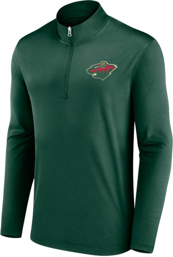 NHL Minnesota Wild Team Poly Green Quarter-Zip Pullover Shirt