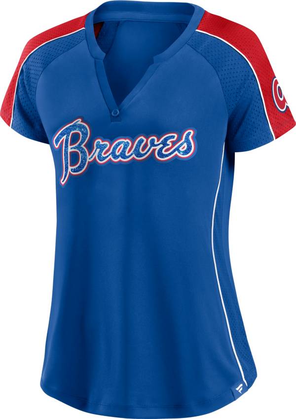 MLB Women's Atlanta Braves Royal Placket T-Shirt