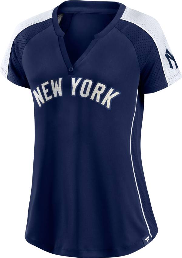 MLB Women's New York Yankees Navy Placket T-Shirt