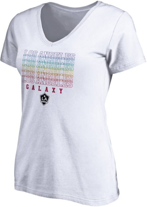 MLS Women's Los Angeles Galaxy Pride White V-Neck T-Shirt