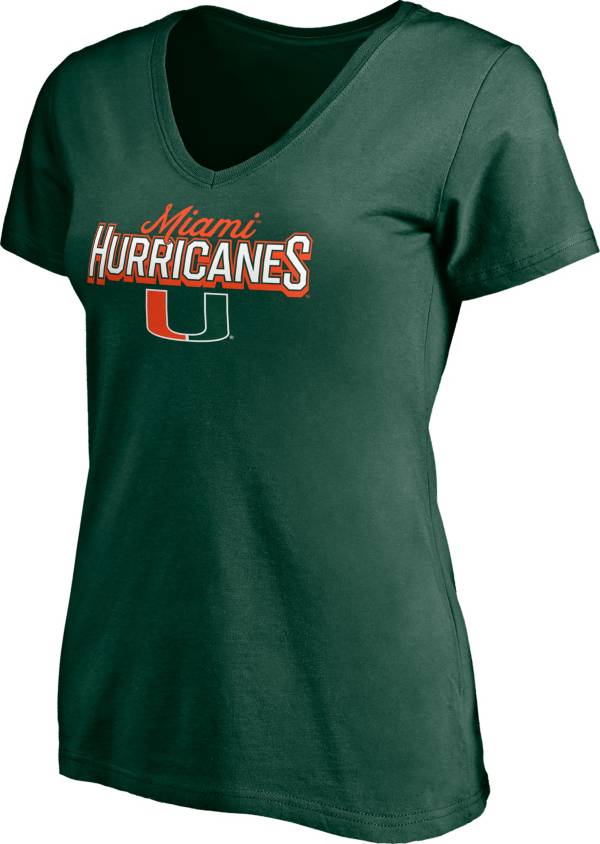 NCAA Women's Miami Hurricanes Green V-Neck T-Shirt