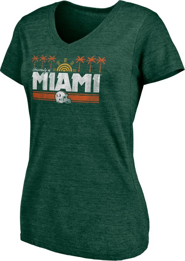 NCAA Women's Miami Hurricanes Green V-Neck T-Shirt