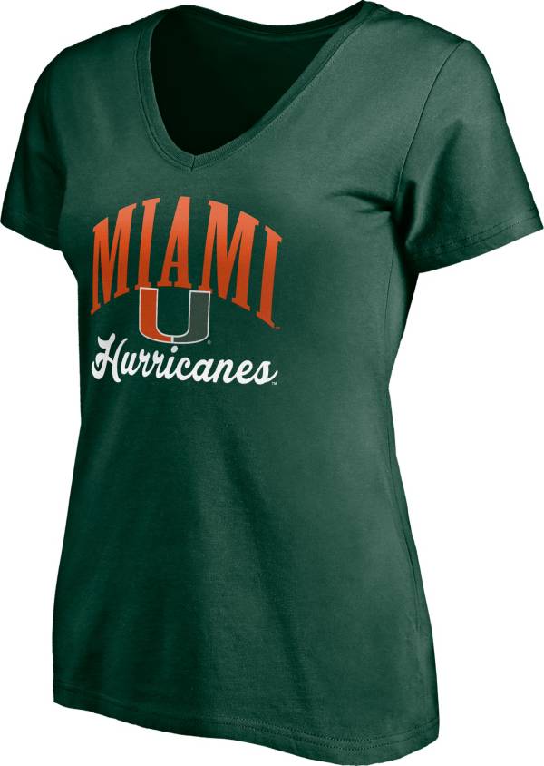 NCAA Women's Miami Hurricanes Green V-Neck T-Shirt