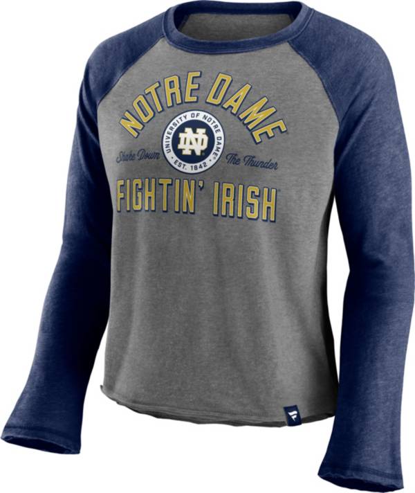 NCAA Women's Notre Dame Fighting Irish Grey Long Sleeve Cropped T-Shirt