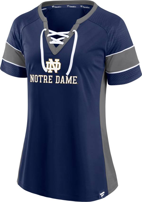 NCAA Women's Notre Dame Fighting Irish Navy Lace-Up T-Shirt