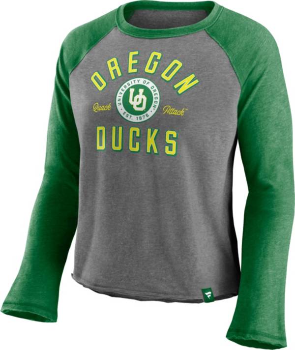 NCAA Women's Oregon Ducks Grey Long Sleeve Cropped T-Shirt