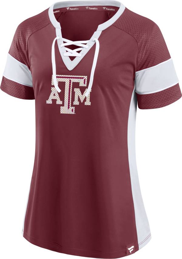 NCAA Women's Texas A&M Aggies Maroon Lace-Up T-Shirt