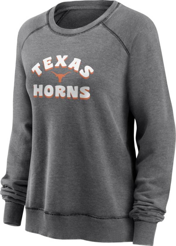 NCAA Women's Texas Longhorns Grey Washed Fleece Crewneck Sweatshirt