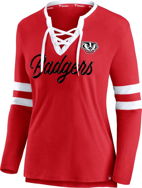 NCAA Women's Wisconsin Badgers Red Lace-Up Long Sleeve T-Shirt