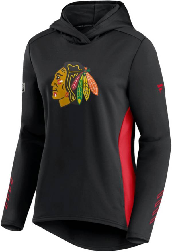 NHL Women's Chicago Blackhawks Authentic Pro Locker Room Black Pullover Hoodie