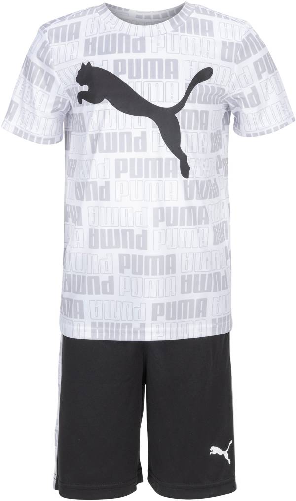 PUMA Boy's Poly Interlock Graphic T-Shirt and Shorts Set