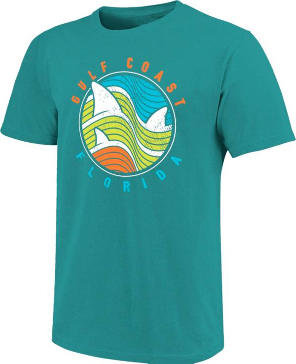 Image One Men's Florida Shark Wave Circle Graphic T-Shirt